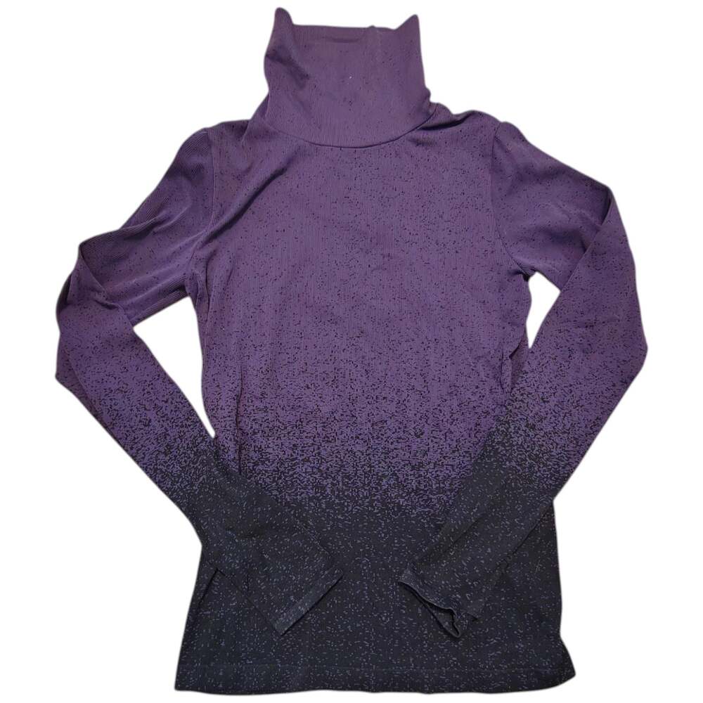 Athleta Flurry Seamless Base Layer Size M Ombre Turtleneck Purple